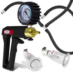 LeLuv MAXI Black + Gauge & Cover Nipple Pump Slippery Black Hose Medium