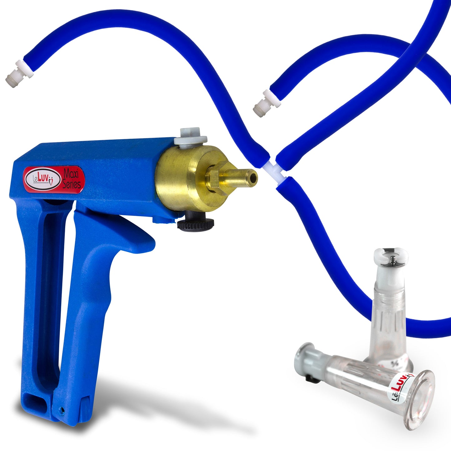LeLuv MAXI Blue Pistol Grip Nipple Pump Slippery Blue Hose Extra-Small