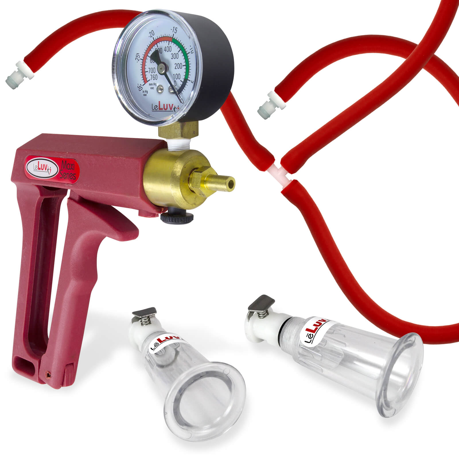LeLuv MAXI Red + Gauge Pistol Nipple Pump Slippery Red Hose Medium