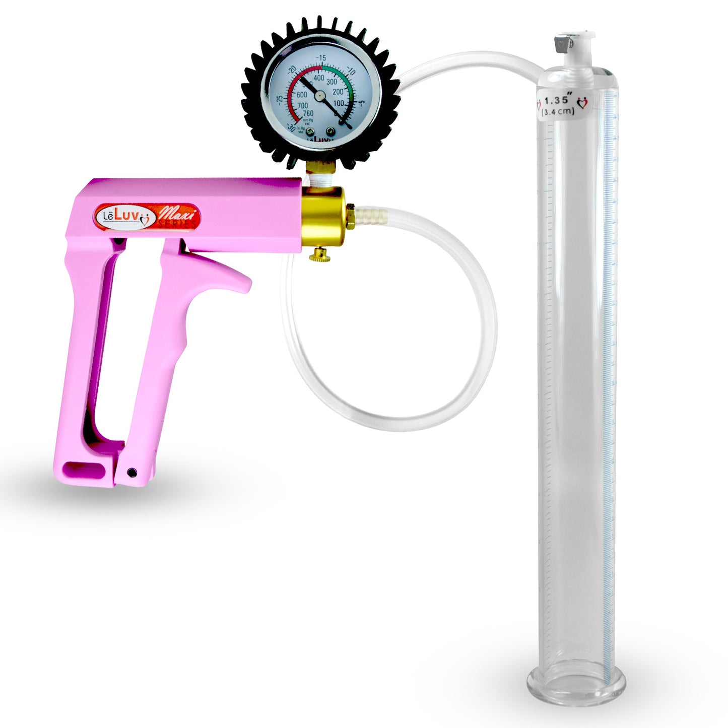 MAXI Pink Penis Pump w/ Protected Gauge with 12" x 1.38"