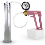 MAXI Pink Penis Pump + Protected Gauge with 12" x 2.00" WIDE Flange Cylinder