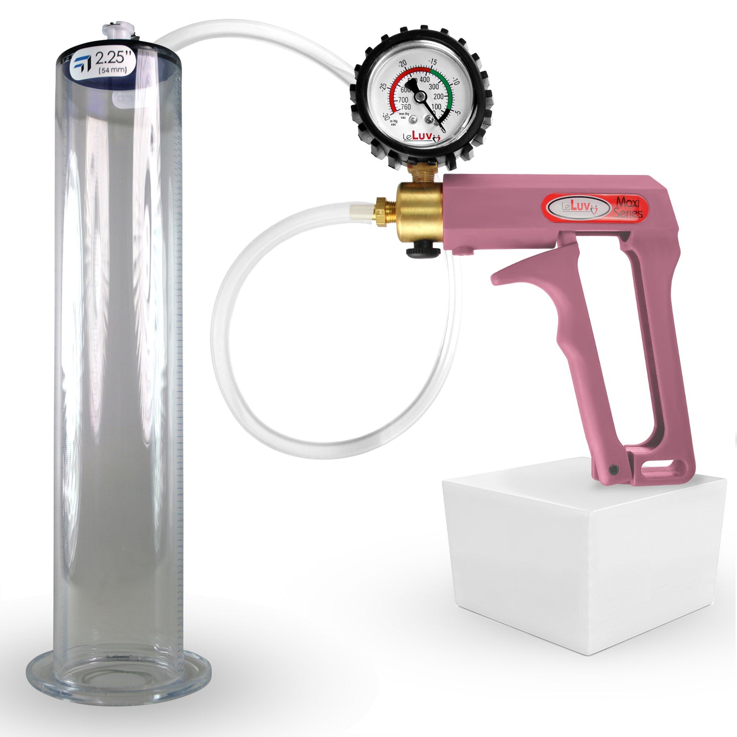 MAXI Pink Penis Pump + Protected Gauge with 12" x 2.25" WIDE Flange Cylinder