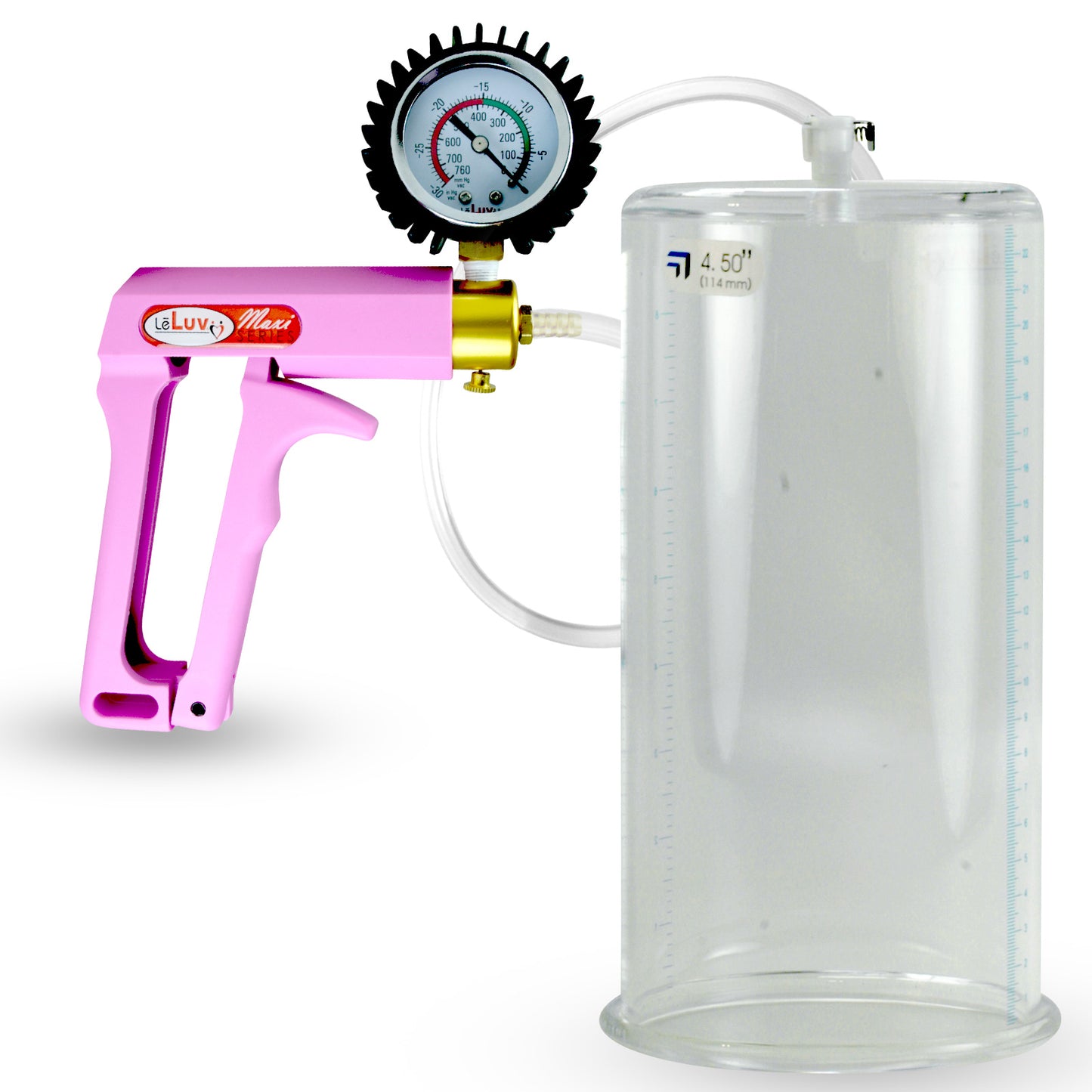 Maxi Pink Penis Pump + Protected Gauge - 9" x 4.50" Cylinder