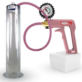 Maxi Pink Handle Silicone Hose | Penis Pump + Protected Gauge | 12" x 2.25" Wide Flange Cylinder