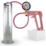 Maxi Pink Handle Silicone Hose | Penis Pump + Protected Gauge | 12" x 2.50" Wide Flange Cylinder