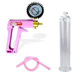 Maxi Pink Handle Silicone Hose | Penis Pump + Protected Gauge | 9" x 1.50"