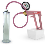 Maxi Pink Handle Silicone Hose | Penis Pump + Protected Gauge | 9" x 1.75" Wide Flange Cylinder