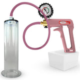 Maxi Pink Handle Silicone Hose | Penis Pump + Protected Gauge | 9" x 2.25" Wide Flange Cylinder