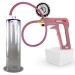Maxi Pink Handle Silicone Hose | Penis Pump + Protected Gauge | 9" x 2.50" Wide Flange Cylinder