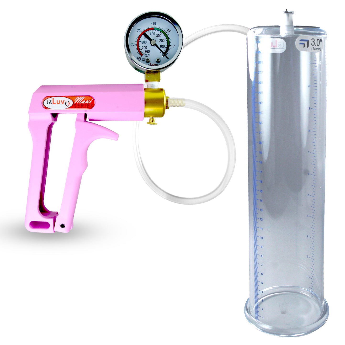 MAXI Pink Penis Pump w/ Gauge with 12" x 3.0" Cylinder