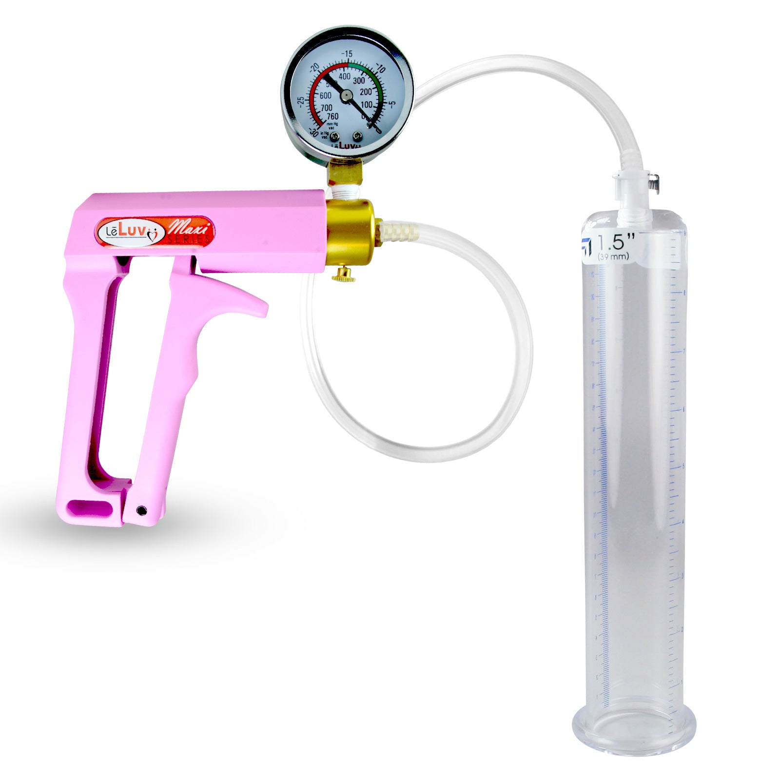 MAXI Pink + Gauge 9" Length Penis Pump - 1.50" Diameter