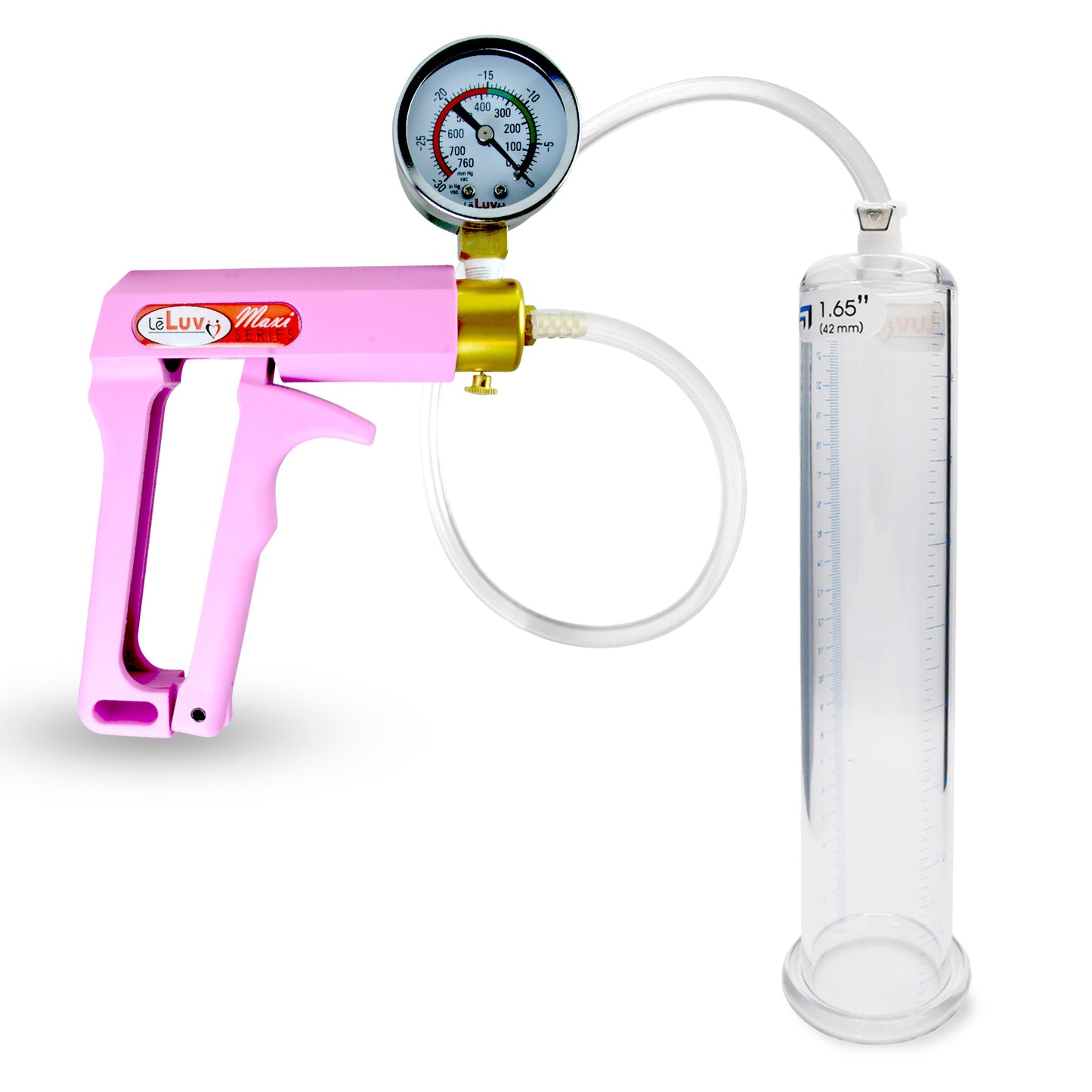 Maxi Pink Penis Pump + Gauge - 9" x 1.65" Cylinder
