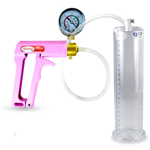 MAXI Pink + Gauge 9" Length Penis Pump with - 2.25" Diameter