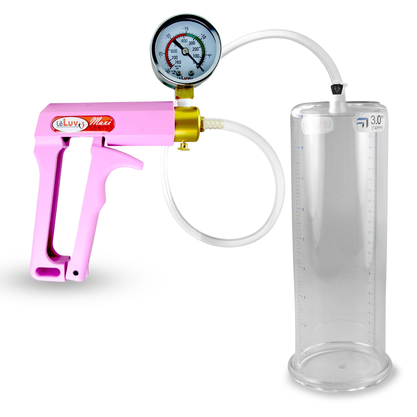 MAXI Pink + Gauge 9" Length Penis Pump with - 3.00" Diameter
