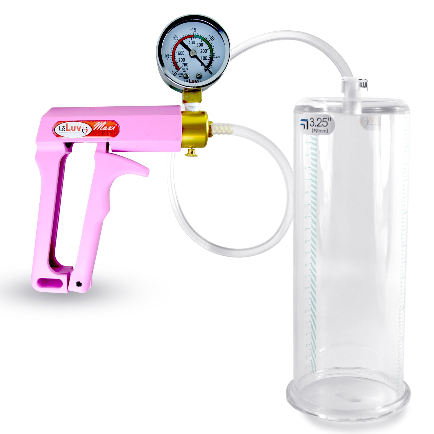MAXI Pink + Gauge 9" Length Penis Pump with - 3.25" Diameter