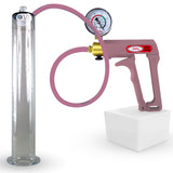 Maxi Pink Handle Silicone Hose | Penis Pump + Gauge | 12" x 1.75" Wide Flange Cylinder