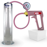 Maxi Pink Handle Silicone Hose | Penis Pump + Gauge | 12" x 2.50" Wide Flange Cylinder