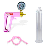 Maxi Pink Handle Silicone Hose | Penis Pump + Gauge | 9" x 1.50" Cylinder