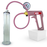 Maxi Pink Handle Silicone Hose | Penis Pump + Gauge | 9" x 1.75" Wide Flange Cylinder