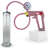 Maxi Pink Handle Silicone Hose | Penis Pump + Gauge | 9" x 2.00" Wide Flange Cylinder