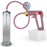 Maxi Pink Handle Silicone Hose | Penis Pump + Gauge | 9" x 2.125" Wide Flange Cylinder