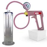 Maxi Pink Handle Silicone Hose | Penis Pump + Gauge | 9" x 2.50" Wide Flange Cylinder