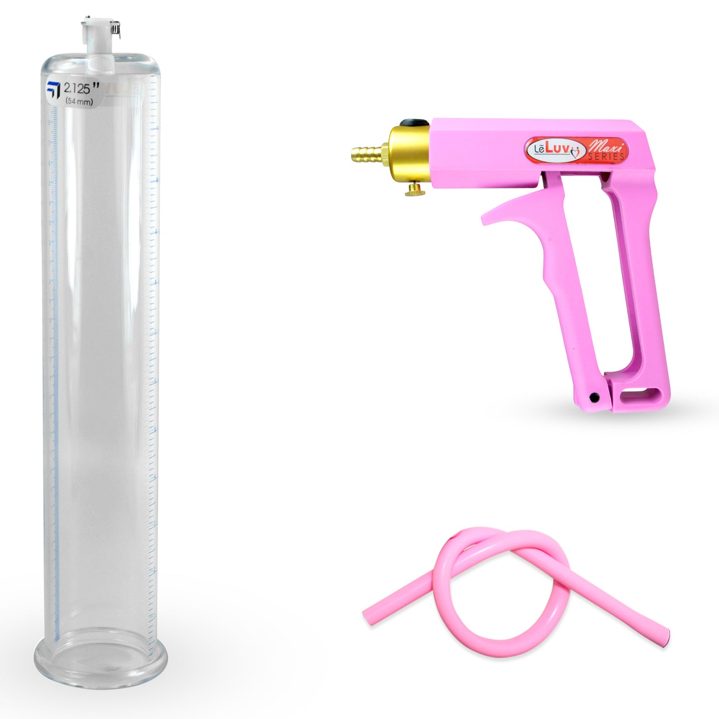 Maxi Pink Handle Silicone Hose | Penis Pump + 12" x 2.125" Cylinder