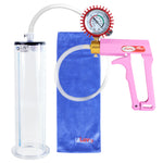 MAXI Pink Penis Pump + Protected Gauge with 9" x 2.25" WIDE Flange Cylinder