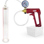 Maxi Red Handle Clear Hose | Penis Pump + Gauge | 12" x 1.50" Cylinder