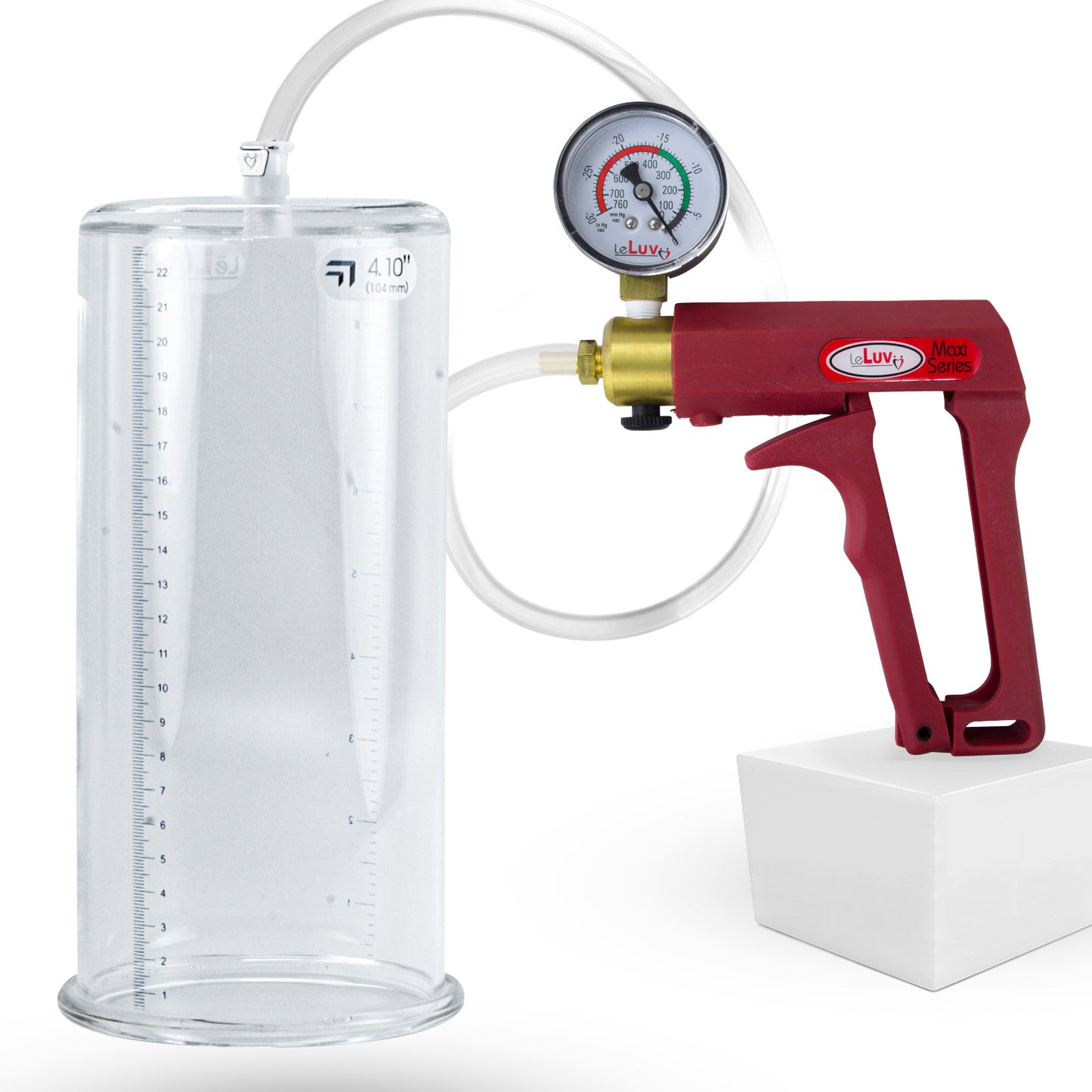 Maxi Red Penis Pump w/ Gauge with 12" x 4.10" Cylinder