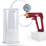 Maxi Red Handle Clear Hose | Penis Pump + Gauge | 12" x 4.10" Cylinder
