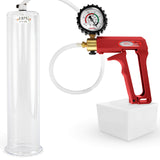 Maxi Red Handle Clear Hose | Penis Pump + Protected Gauge | 12" x 2.875"