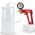 Maxi Red Handle Clear Hose | Penis Pump + Protected Gauge | 12" x 4.50" Cylinder