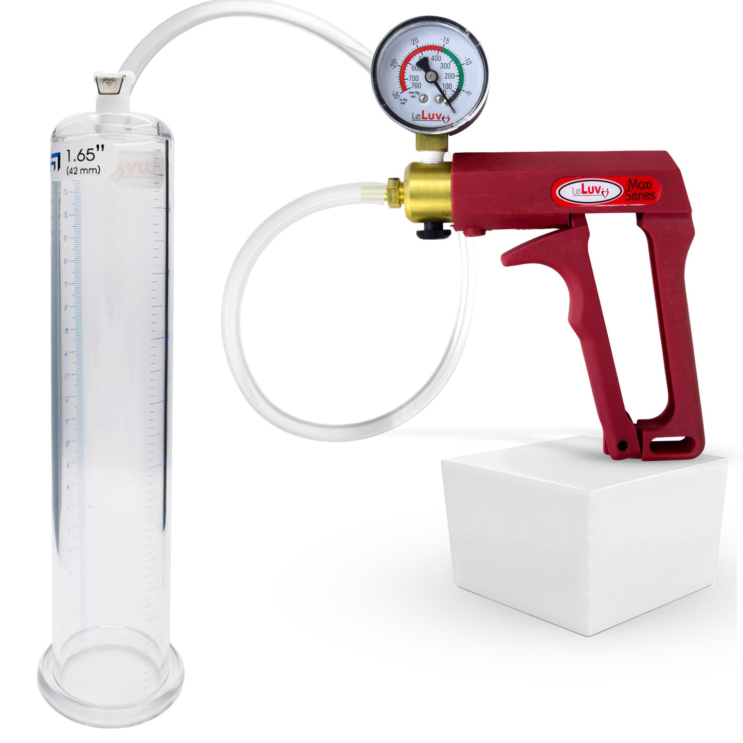 Maxi Red + Gauge 9" Length Penis Pump - 1.65" Diameter