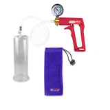Maxi Red Handle Clear Hose | Penis Pump + Gauge | 9" x 3.00" Cylinder