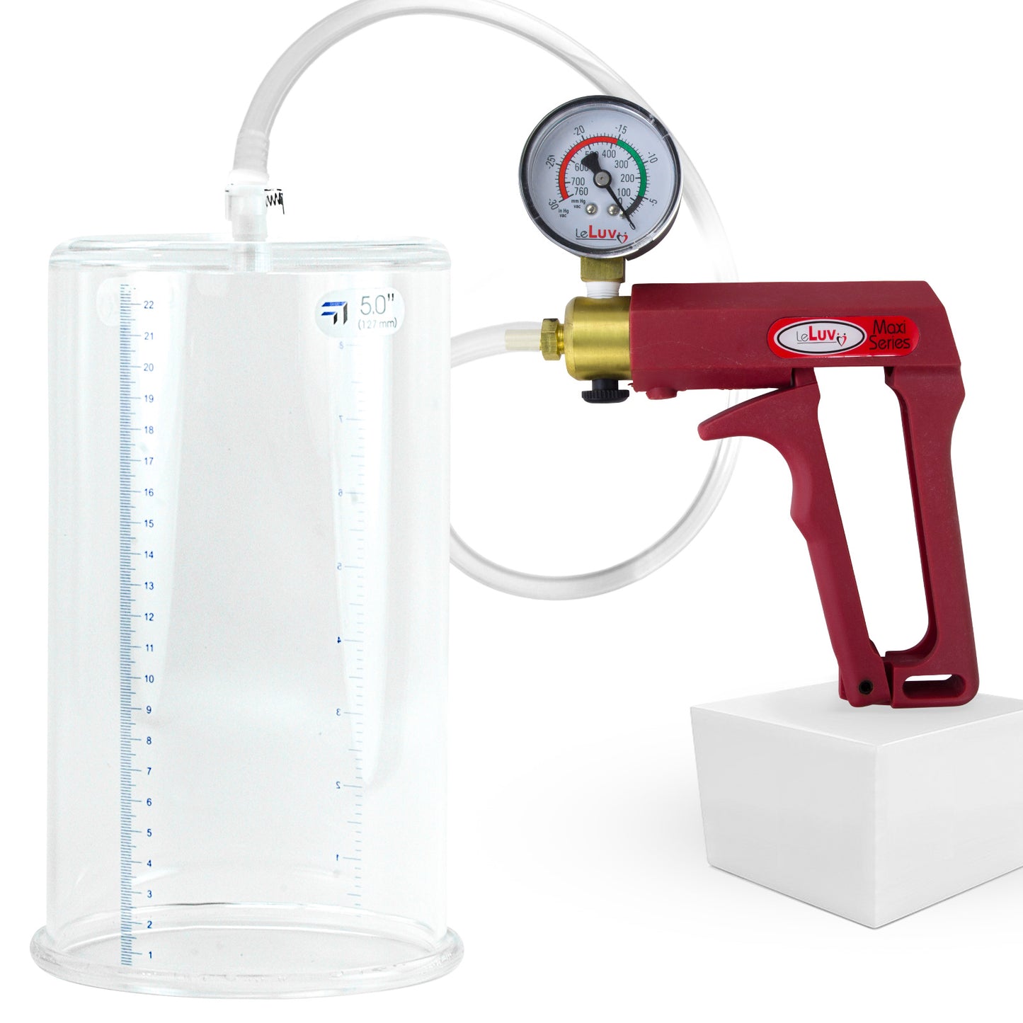 Maxi Red + Gauge 9" Length Penis Pump with - 5.00" Diameter