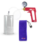 Maxi Red Handle Clear Hose | Penis Pump + Gauge | 9" x 5.00" Cylinder