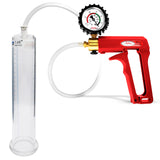 Maxi Red Handle Clear Hose | Penis Pump + Protected Gauge | 9" x 1.65" Cylinder