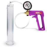 Maxi Purple Handle Clear Hose | Penis Pump + Protected Gauge | 12" x 1.65" Cylinder