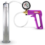 Maxi Purple Handle Clear Hose | Penis Pump + Protected Gauge | 12" x 1.75" Wide Flange Cylinder