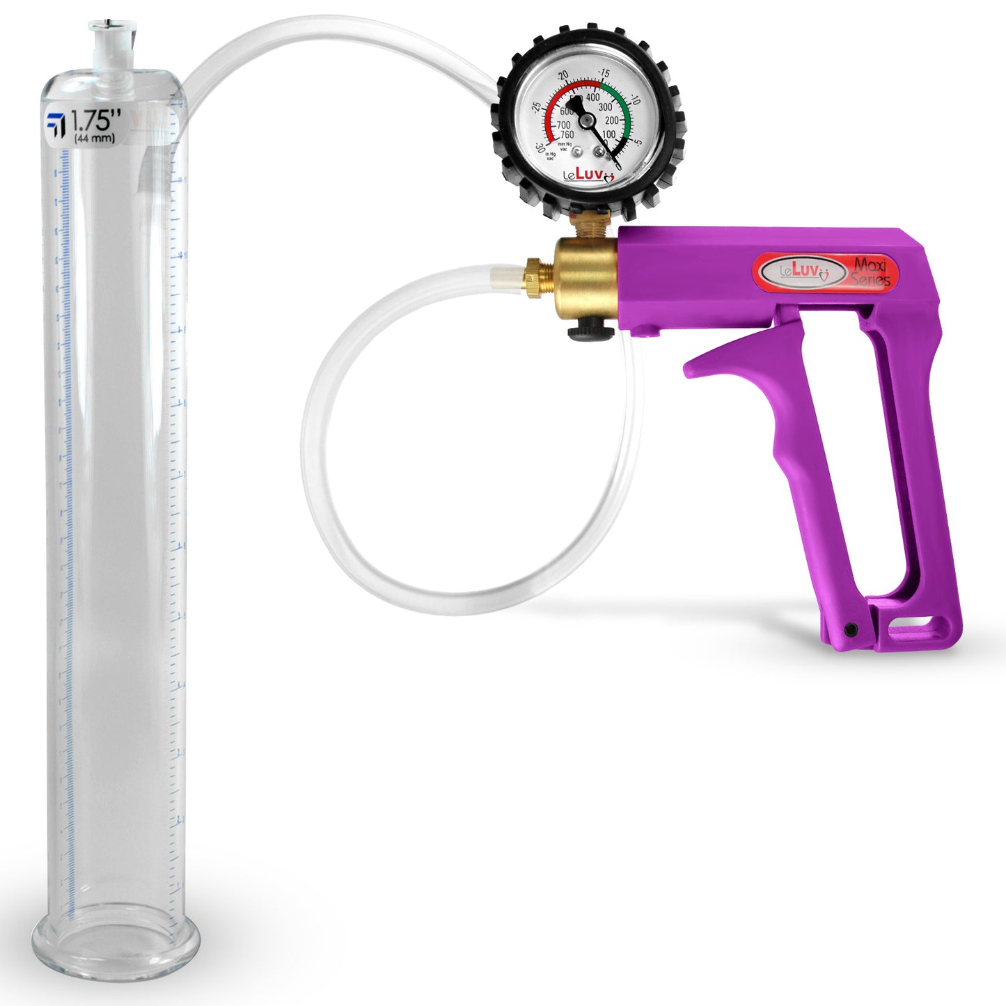 Maxi Purple Handle Clear Hose | Penis Pump + Protected Gauge | 12" x 1.75"