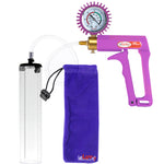 Maxi Purple Handle Clear Hose | Penis Pump + Protected Gauge | 12" x 2.5" Thick-Walled Cylinder