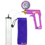 Maxi Purple Handle Clear Hose | Penis Pump + Protected Gauge | 12" x 2.7" Thick-Walled Cylinder