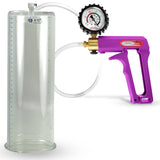 Maxi Purple Handle Clear Hose | Penis Pump + Protected Gauge | 12" x 4.10" Cylinder