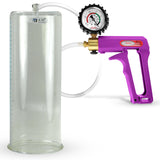 Maxi Purple Handle Clear Hose | Penis Pump + Protected Gauge | 12" x 4.50" Cylinder