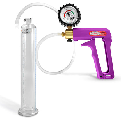 Maxi Purple Handle Clear Hose | Penis Pump + Protected Gauge | 9" x 1.35"