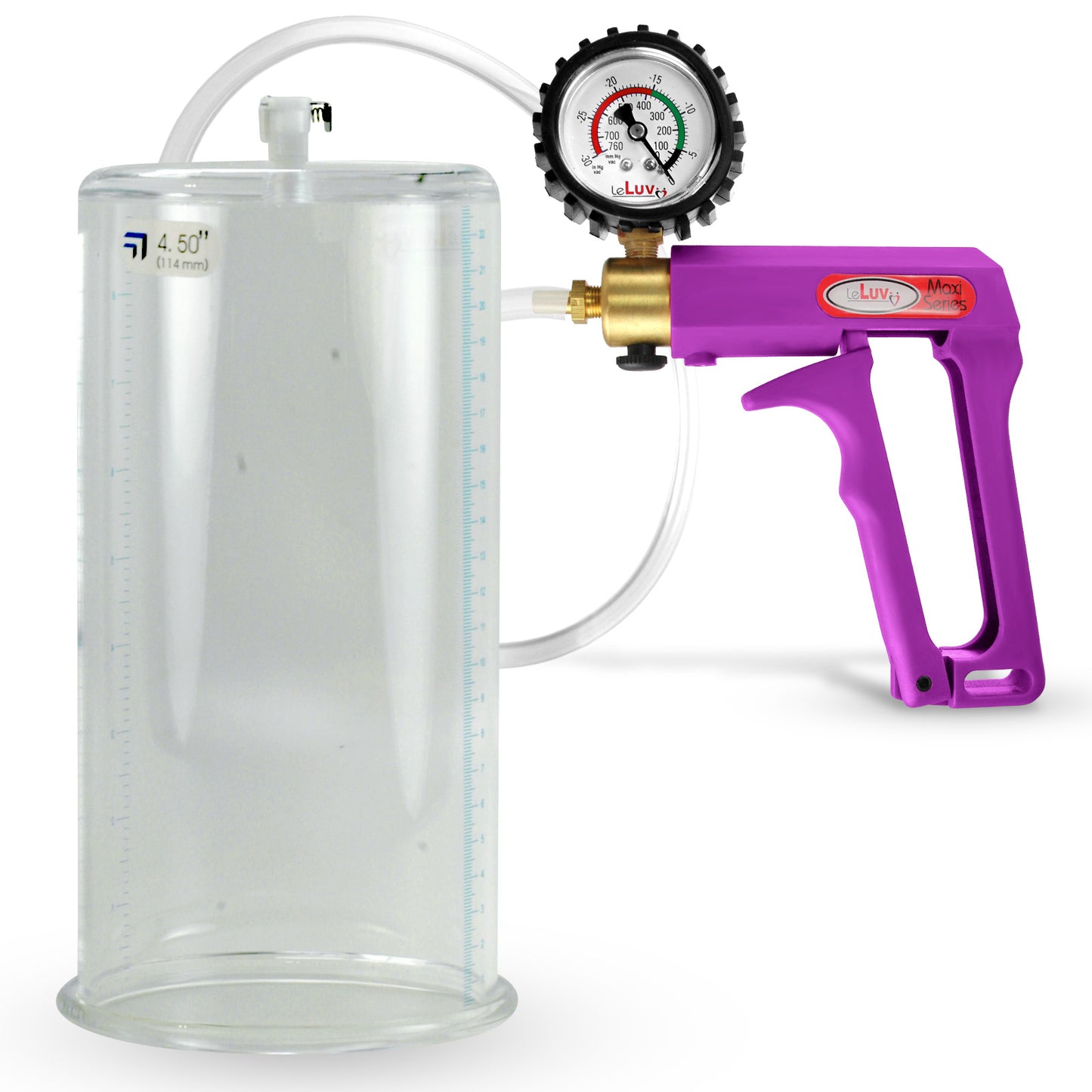 Maxi Purple Handle Clear Hose | Penis Pump + Protected Gauge | 9" x 1.50"