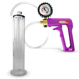 Maxi Purple Handle Clear Hose | Penis Pump + Protected Gauge | 9" x 1.75" Wide Flange Cylinder