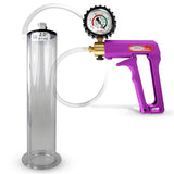 Maxi Purple Handle Clear Hose | Penis Pump + Protected Gauge | 9" x 2.00" Wide Flange Cylinder