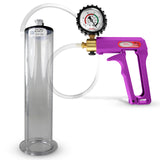 Maxi Purple Handle Clear Hose | Penis Pump + Protected Gauge | 9" x 2.125" Wide Flange Cylinder
